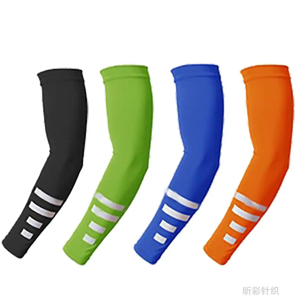 New Fluorescent Ice Silk Sleeves Quick Drying Breathable Cycling Arm Covers UV Protection Anti-slip Sunscreen Sleeves