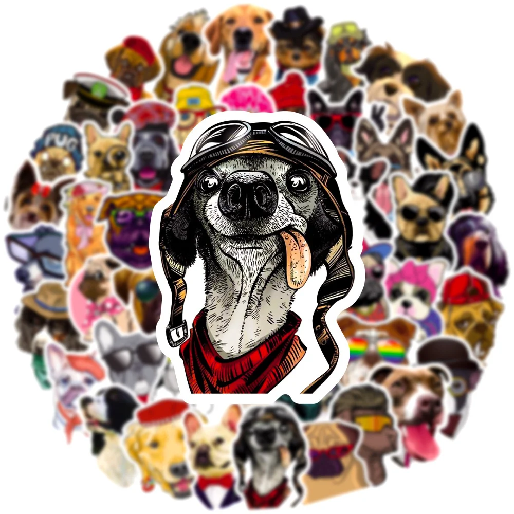 50PCS Dog Graffiti Waterproof Sticker Cartoon Cute Pet Creative Trend Personalized Decoration Decal Refrigerator