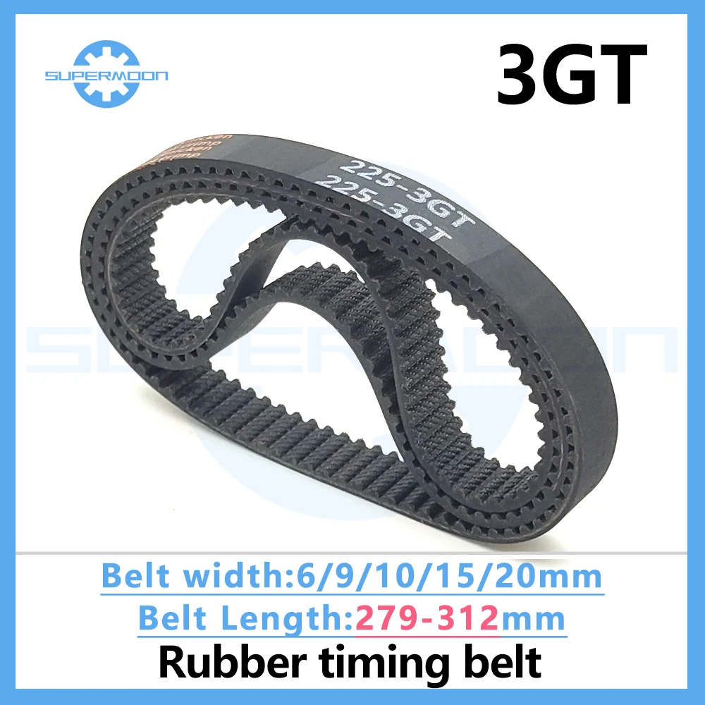

3GT Timing Synchronous Belt length 279 282 285 288 291 294 297 300 303 306 309 312mm Width 6-20mm Rubber Power Transmission Part