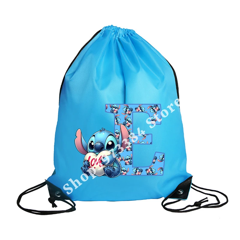 Stitch Disney borsa con coulisse sport zaino impermeabile Bundle Pocket Terylene borse da basket Cartoon Anime Birthday Cute Gifts