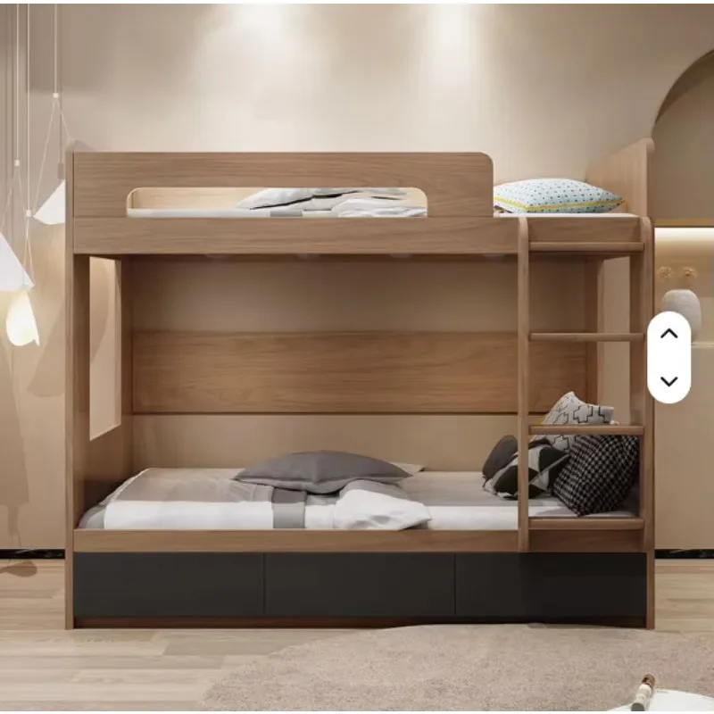 Nordic Modern Simple Storage with Ladder Bunk Bed Small Apartment Double-layer Children's Bunk Bed High Mother Bed