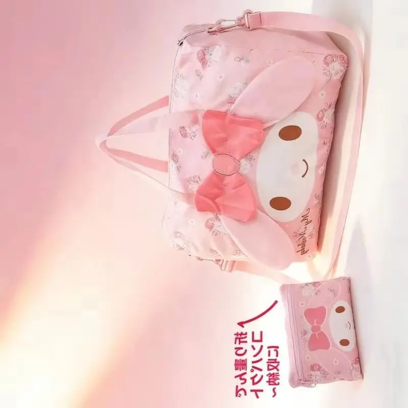 Sanrio Hellokitty My Melody Pink Waterproof Foldable Duffel Bag - Cute Cartoon Thickened Crossbody Travel Storage Toiletry Bag