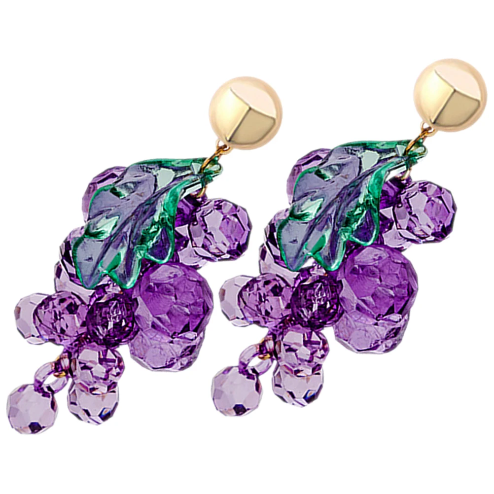 

1 Pair Grape Earrings For Women Drop Aesthetic Teen Girls Stylish Fruit Ear Jewelry Cute Dangle Unique Charm Trendy Acrylic