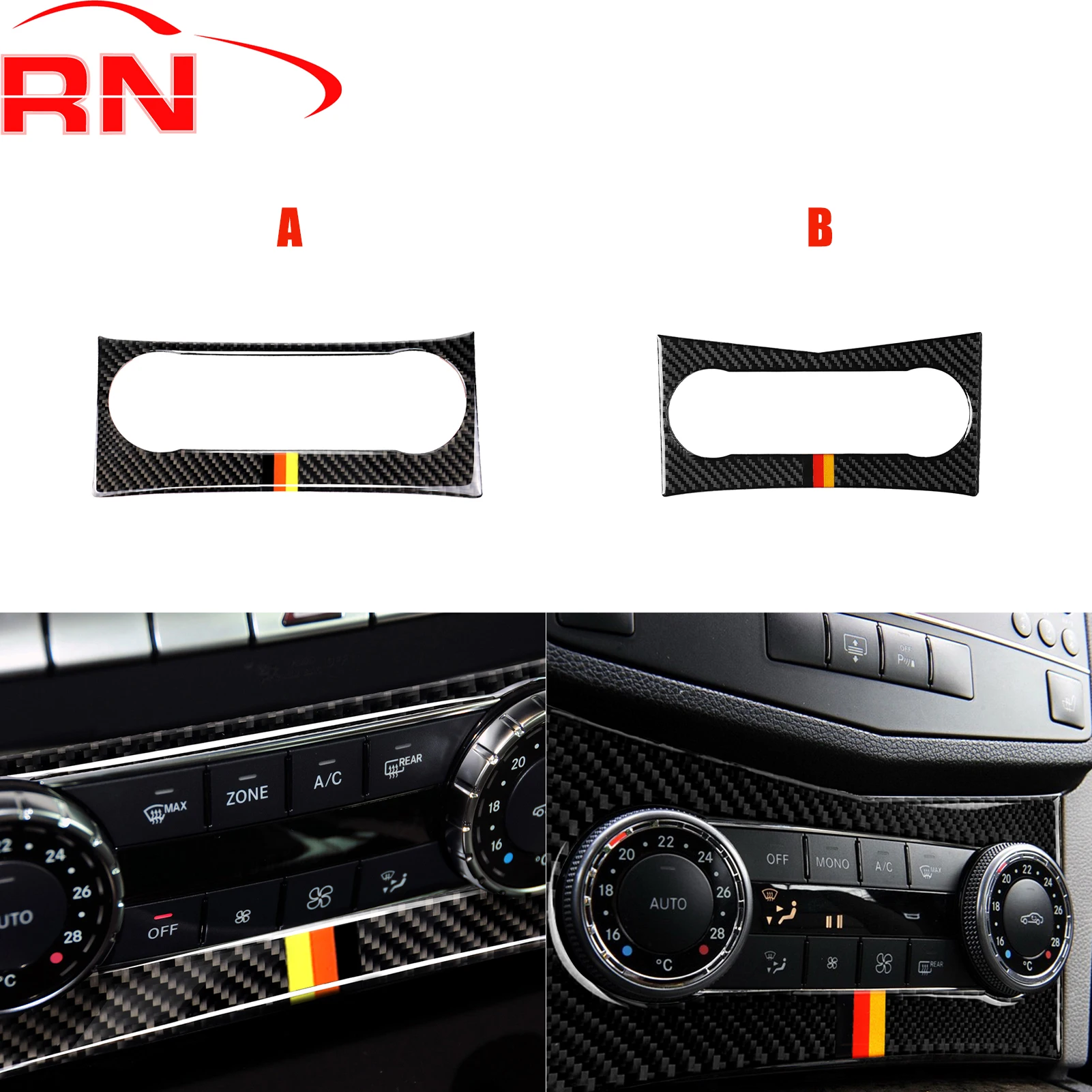 

For Mercedes-Benz C-Class W204 2007-2013 Refit Carbon Fiber Air Conditioning Knob Panel Interior Piano Black Accessories Sticker