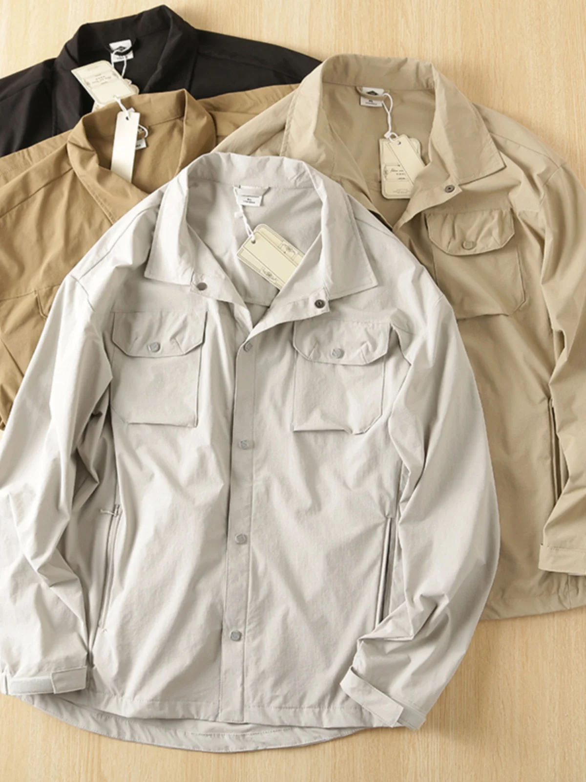 Outdoor Waterproof Breathable Men's Lightweight Casual Work Shirt Jacket Spring Summer Standard Fit Long Sleeve Flip Collar