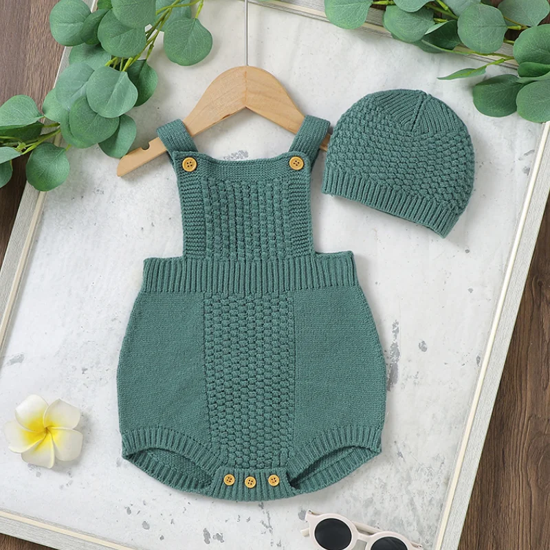 Onesie Jumpsuits Hats Outfits Sets Children Outwear Playsuits Newborn Girl Boy Bodysuits Sleeveless Knitting Infant Unisex Strap