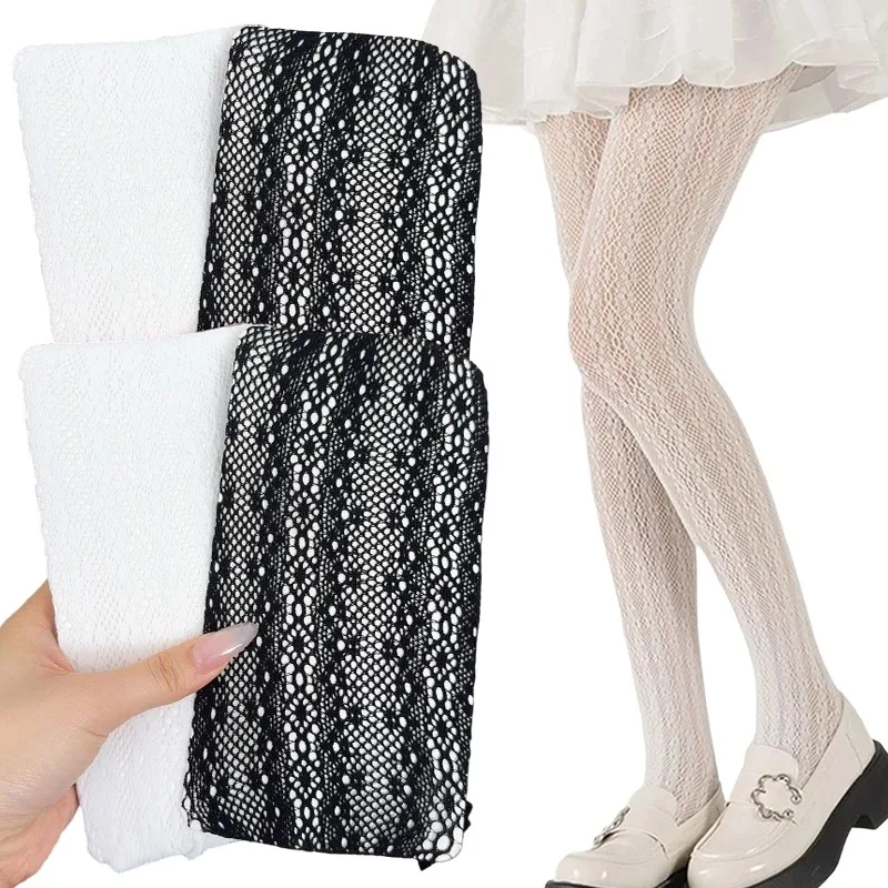 Blumig Gestreifte Spitzen-Netzstrumpfhose für Damen, Atmungsaktive Nylon-Strumpfhose mit Vertikalem Muster, Schlankmachender Effekt, Transparent