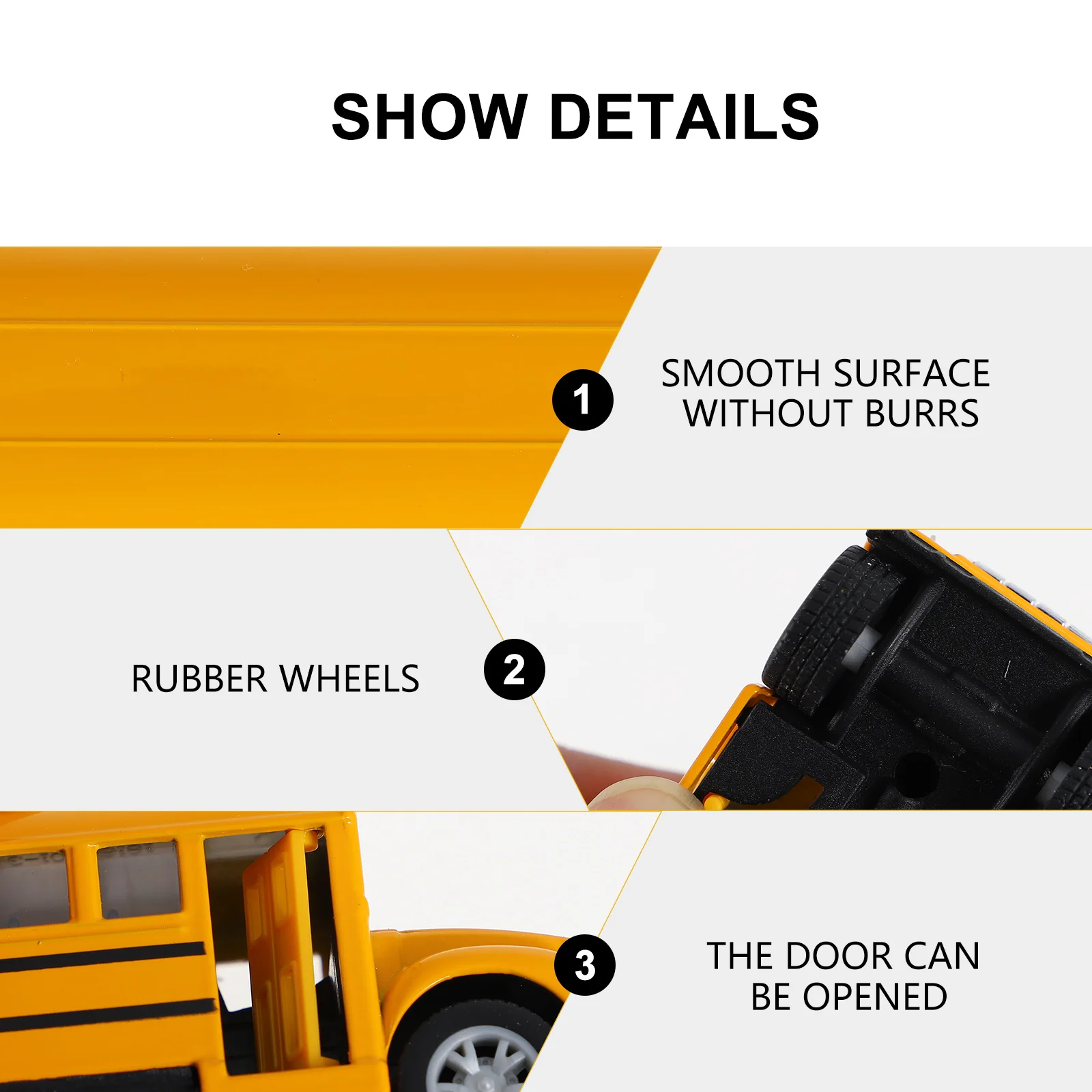 1Pc Kids School Bus :32 Alloy Pull Back Car Smooth No Burrs Lightweight Compact Size Hand Grasp Exercise Fun Gift