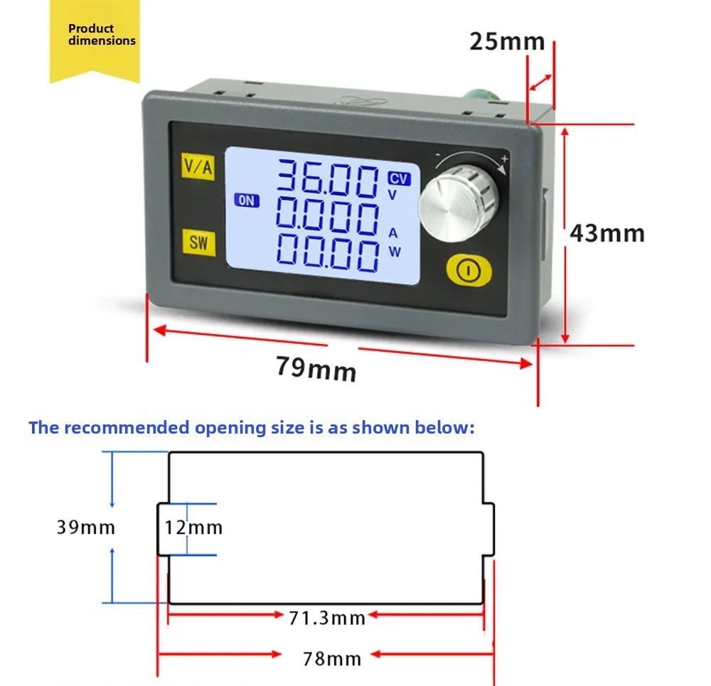 Numerical control step-up voltage, adjustable DC power supply, constant voltage and constant current module