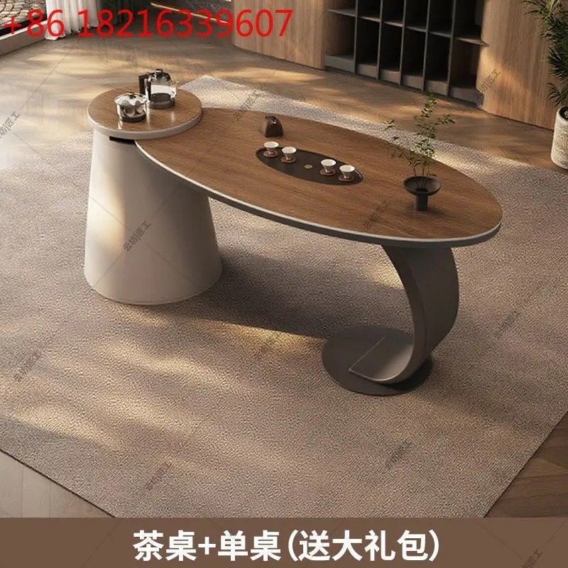 YAO medieval rock slab home office embedded tea table oval balcony