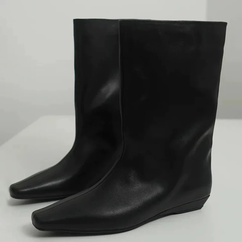 

Aneikeh Winter Pointed Toe Women Ankle Boots Vintage Designer Low Heel Concise Soft Leather Shoes Modern Ladies Botas