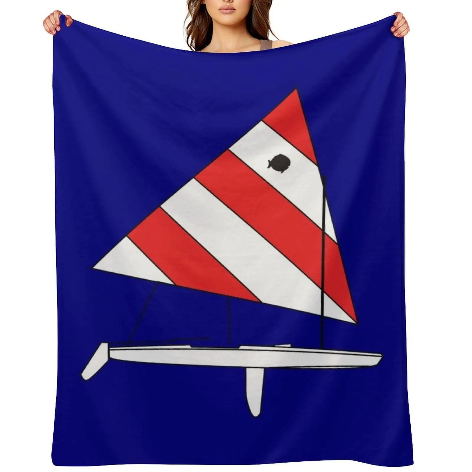 Sunfish Sailboat Throw Blanket Beach Stuffeds Flannel Fabric Summer Blankets