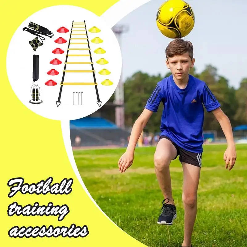 Equipamento de treinamento de futebol para jovens auxiliares de treinamento de futebol para atletas portátil acessórios de prática de velocidade de futebol para