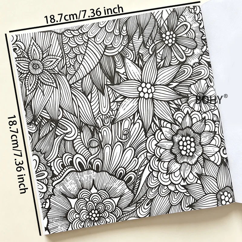 1 Flower Mandala Flower and Bird Adult Quiet Coloring Picture Book, 24 Pages of Drawing Pages Adult Emotional Release Hand Drawn