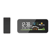 A02M-Wireless Weather Station Wooden Alarm Clock Digital Thermometer Humidity Temperature Wireless Sensor Home Timewatch