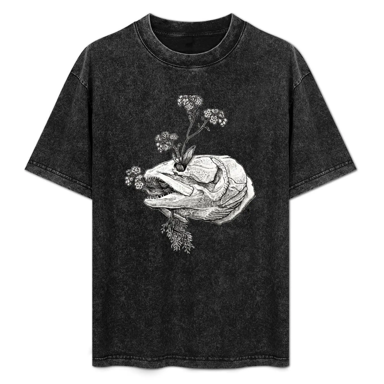 

Bowfin skull with forget-me-nots T-Shirt Abstract Pattern Print Top
