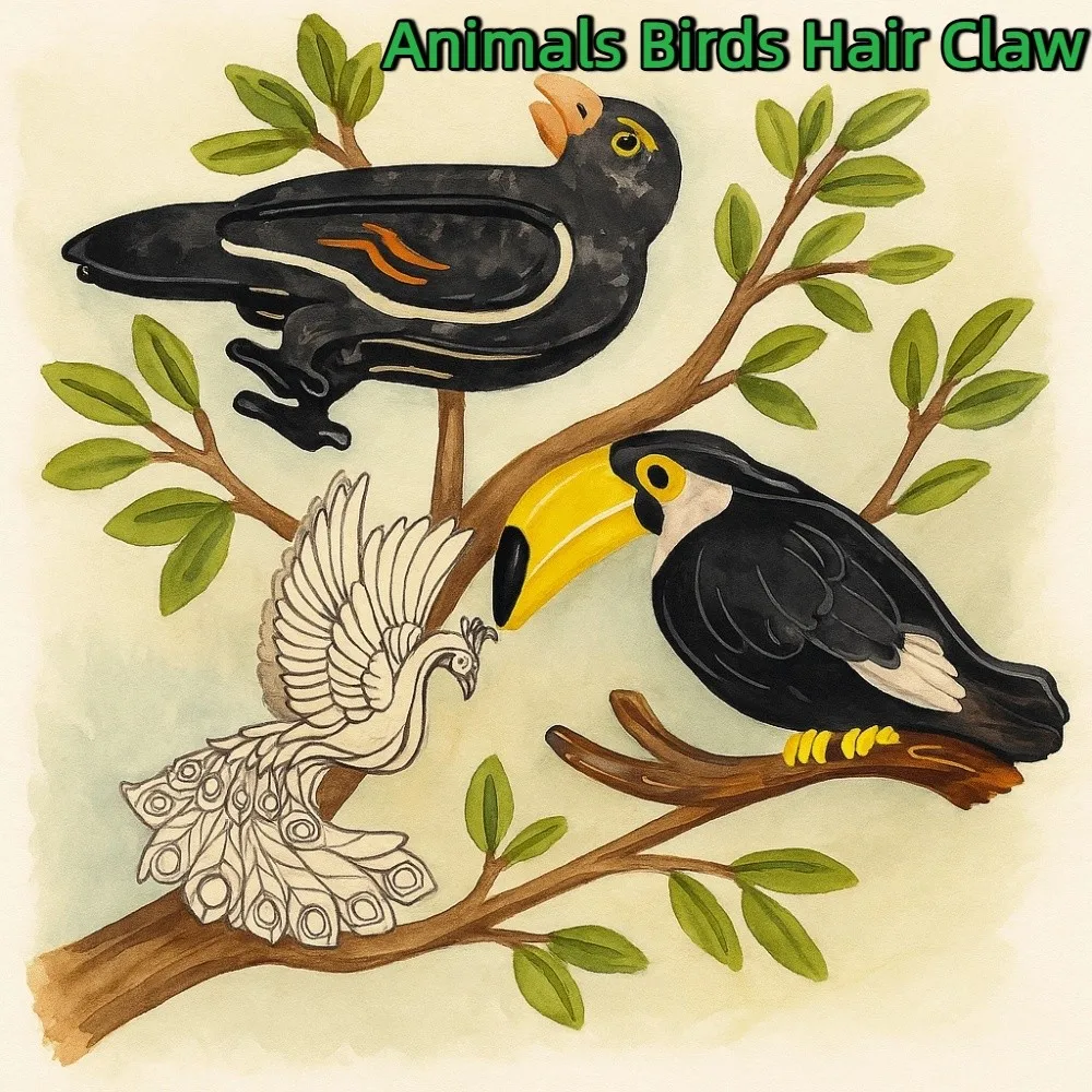 

Fashion Cute Acetic Acid Hair Claw Grasp Crow Bird Hair Clip Woodpecker Korean Style Cartoon Animal Shark Clip Female