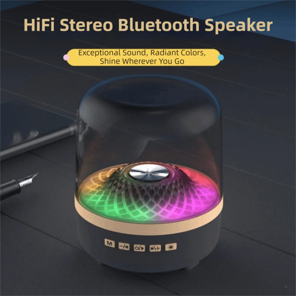 Bluetooth 5.4 HiFi Stereo Speaker Portable Multifunctional Wireless Soundbar Subwoofer TWS Mini Colorful Breathing Light Gift