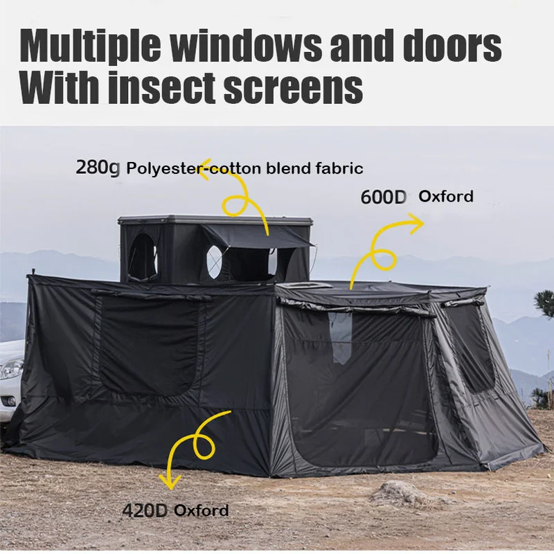 Free Standing XL 270 Degree Car Side Awning Waterproof Shelter With Side Walls For 4x4 SUV Truck Outdoor Overland Camping