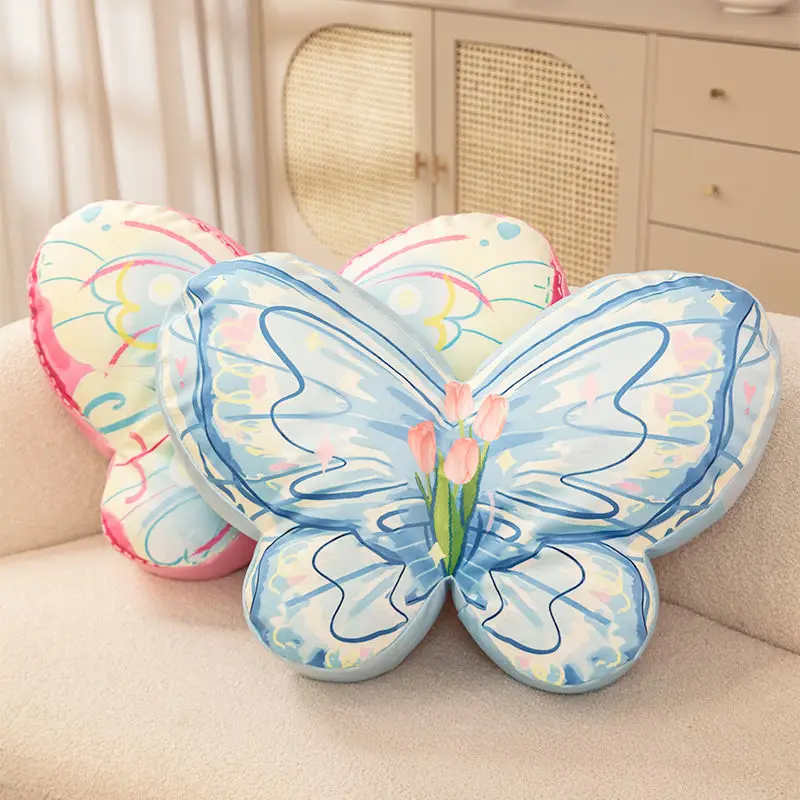 

Butterfly Alien Girl Style Pillow with High Elastic Velvet Atmosphere Living Room Sofa Pillow Office Napping Pillow