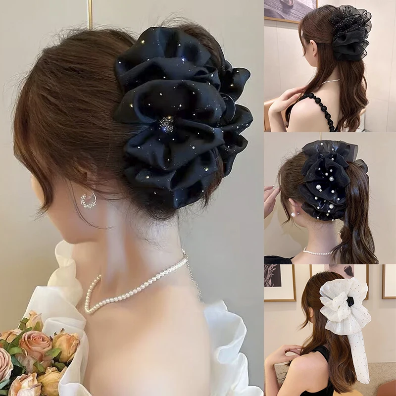 

Mesh Bow Hair Clips Women Fashion Grab Claw Clip Female Hair Accessories Elegant Hair Ornament Temperament Girls Headdress