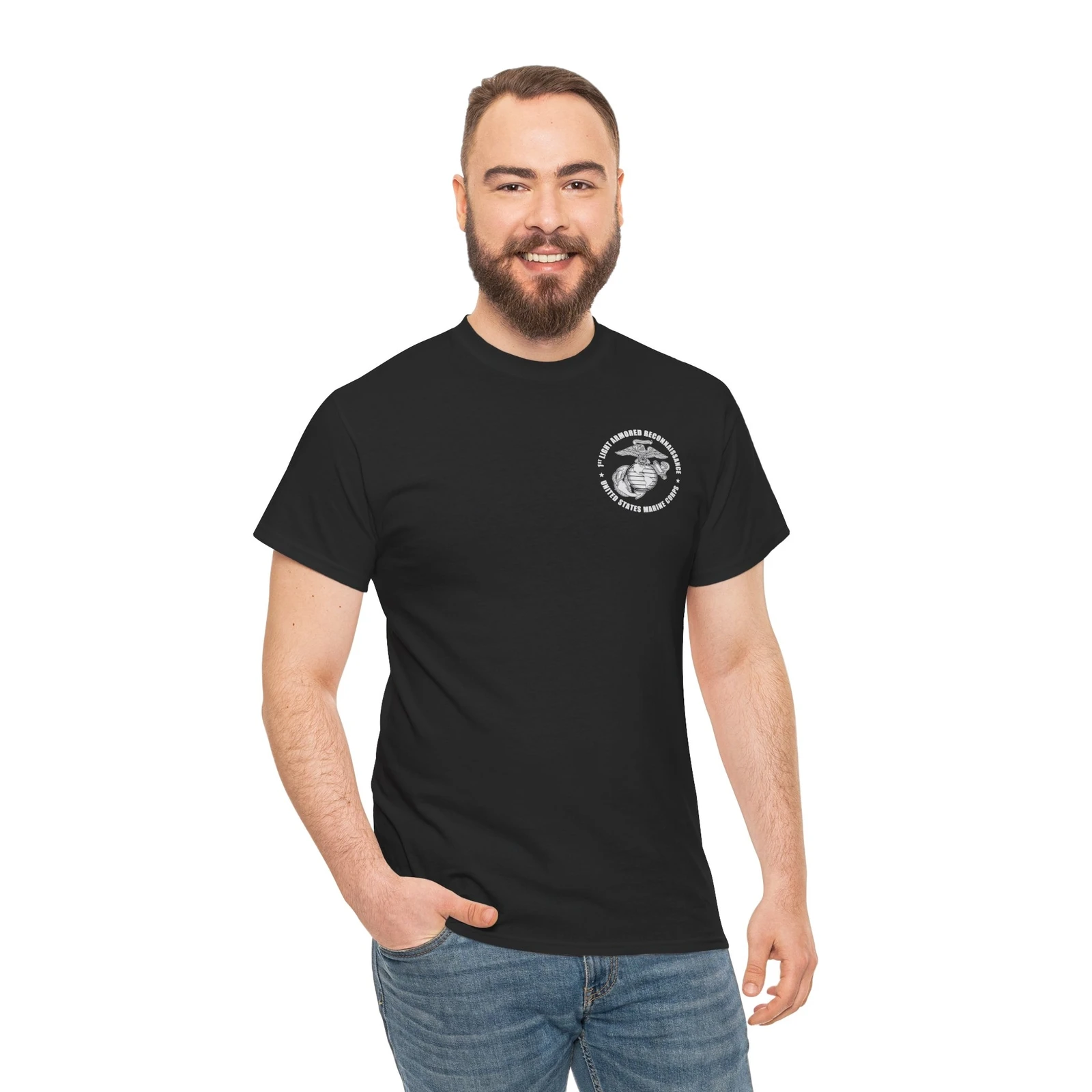 USMC 1st Marine Light Armored Battalion Military T-Shirt Short Sleeve Casual 100% Cotton Shirt
