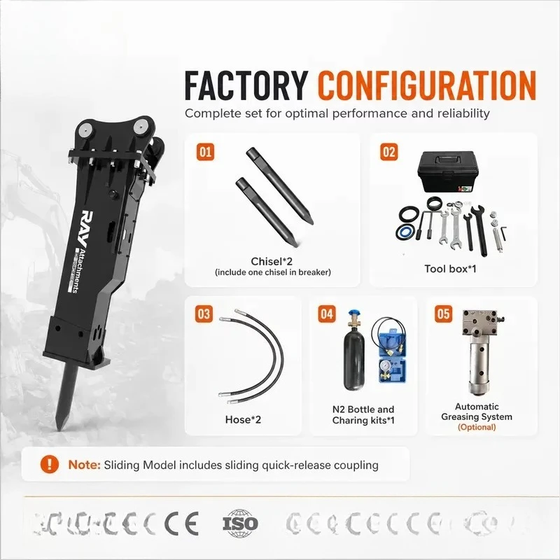 Ray Hydraulic Concrete Rock Breaker Demolition Hammer 100Kg 110 Kg Excavator Hydraulic Crushing Hammer Brands for Sale