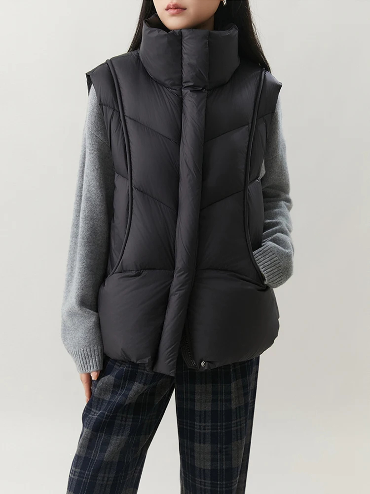 2025 Herfst Coltrui Mouwloos vest voor dames Warm Effen kleur Casual 90% Wit eendendons vest stijlvolle jas INKEO DJ510