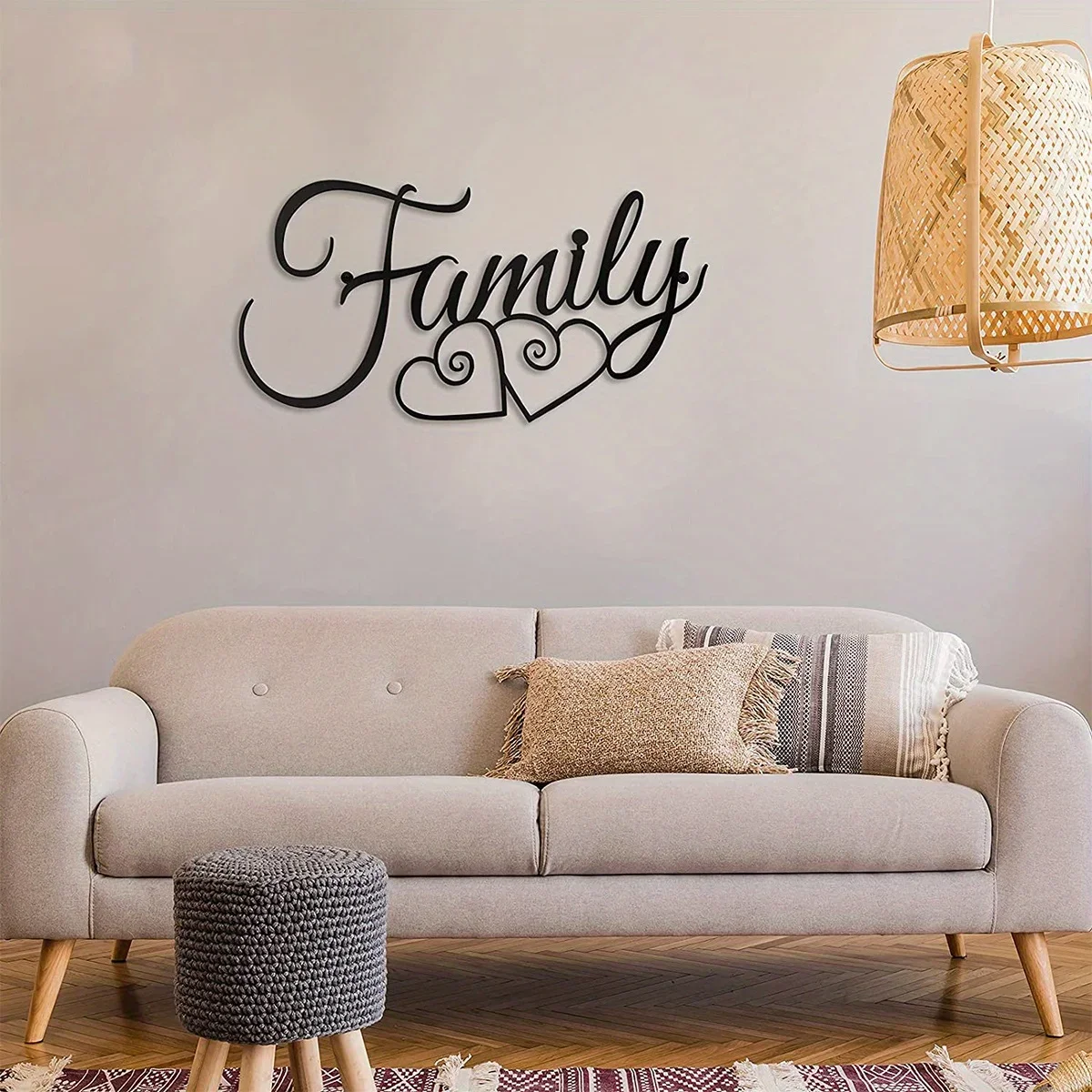 

Family Wall Sign, Metal Family Home Decor Black Family Word Wall Art Farmhouse Metal Iron Ornament Sign Wall Hanging Decoration