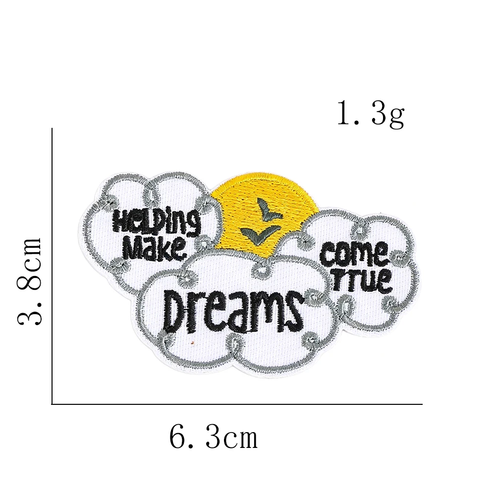Healing Style Cloud Daydream Inspirierende Zitate, bestickte Aufnäher zum Aufbügeln auf Kleidung, Aufnäher für Kinder, T-Shirt, Rucksack, DIY-Dekoration – Detail 7