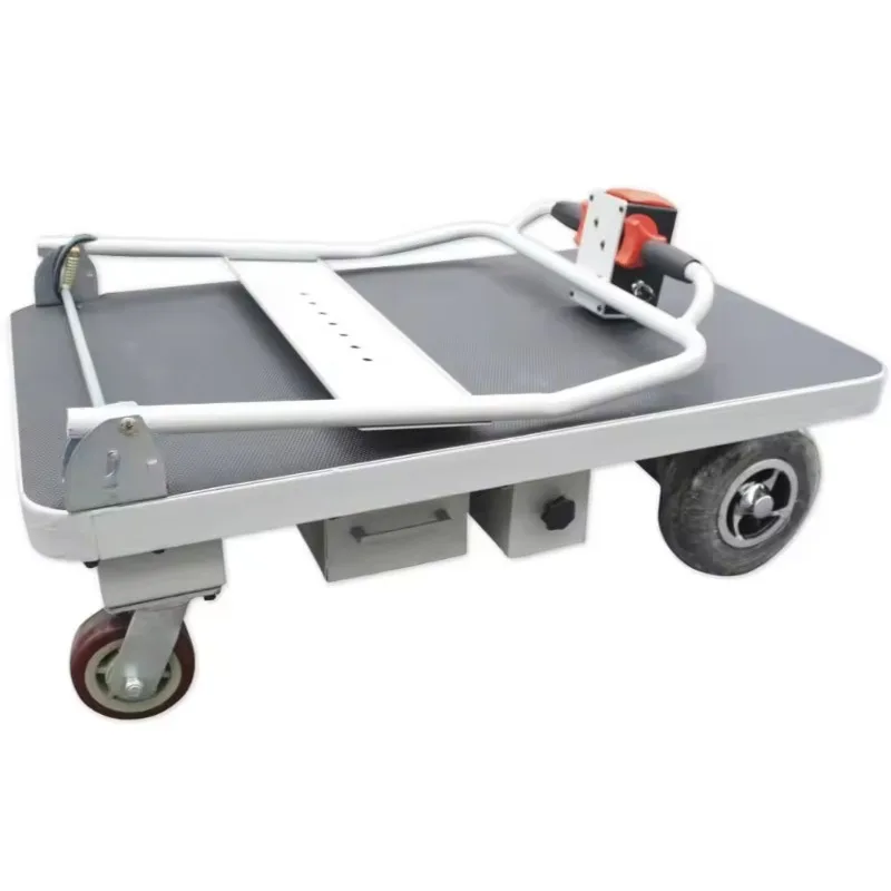 Electric Shopping Cart Basket Platform Cargo Hand Trolley Cart Flatbed Truck Carton Stainless Steel Electric Folding 200KG