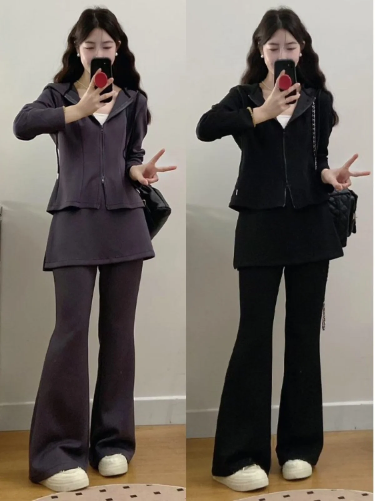 

plus Size Casual Hoodie And Micro Flare Pants Women's Set Autumn Collection Comfortable plus Size Clothing Two Piece Set