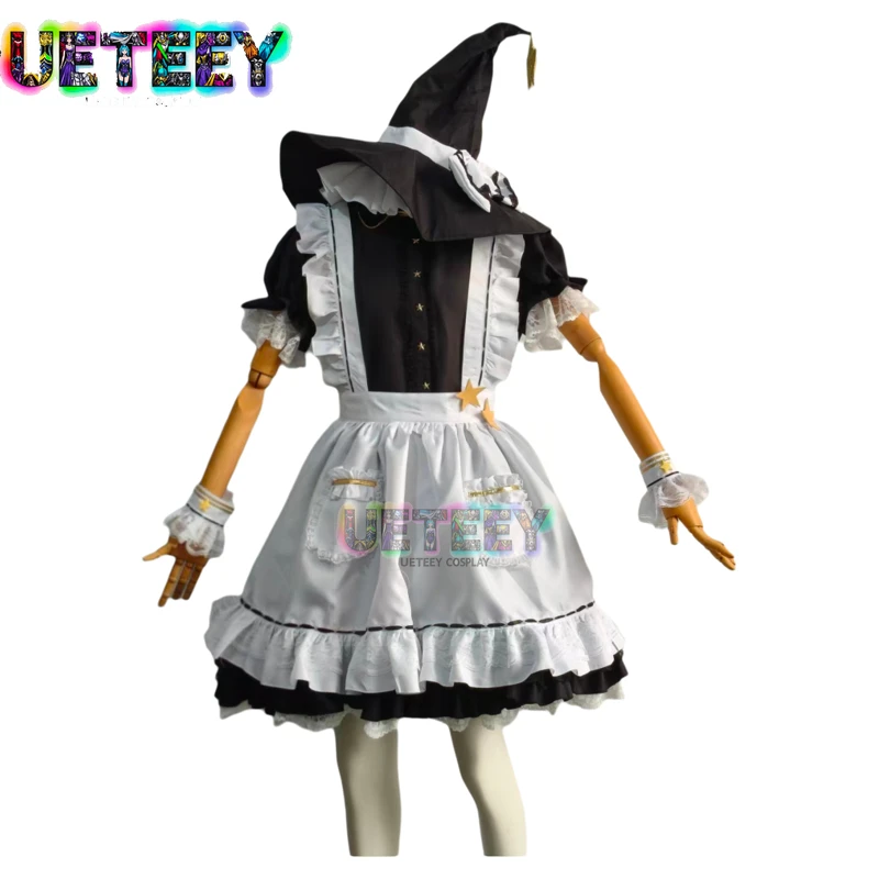 

UETEEY COS Kirisame Marisa Apron Dress Maid Uniform Cosplay Costumes with Hat Custom size