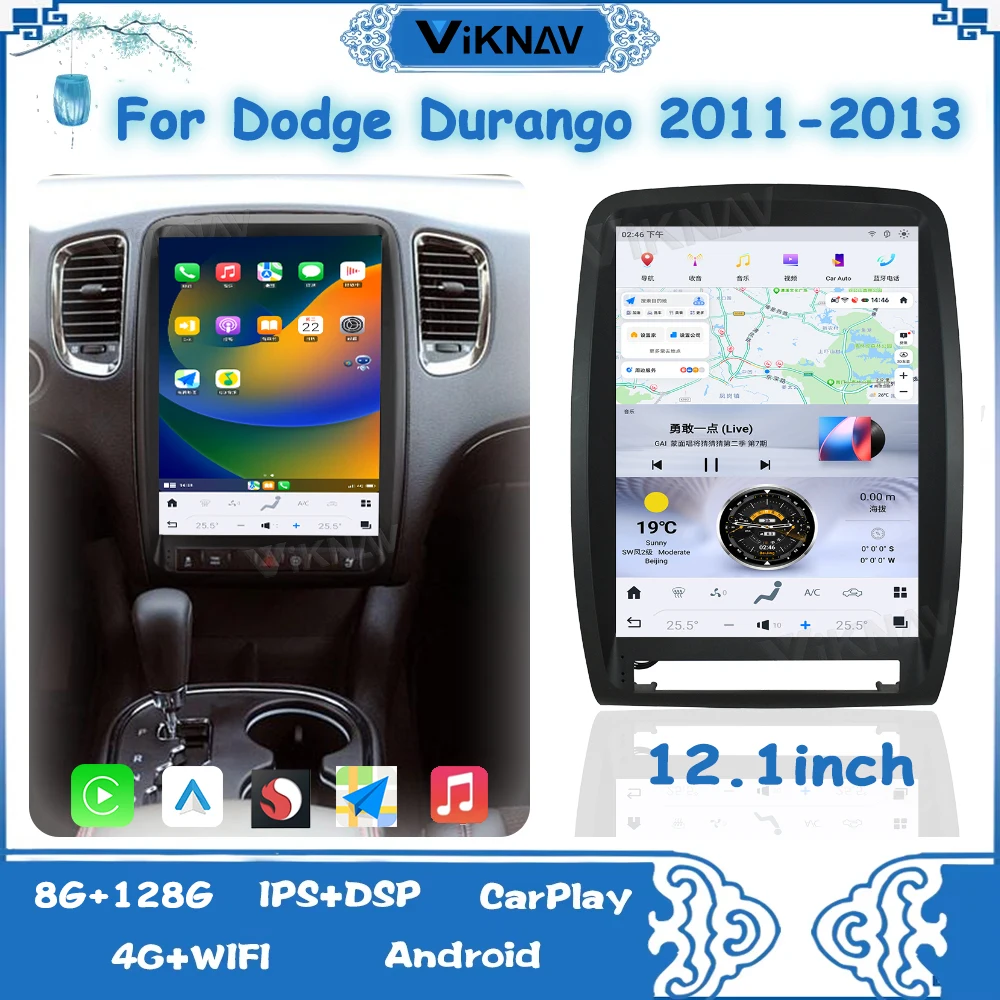 Viknav Latest Android13 Car Radio For Dodge Durango 2011-2013 Wireless Carplay Auto IPS 4G Wifi GPS Navigation Multimedia Player