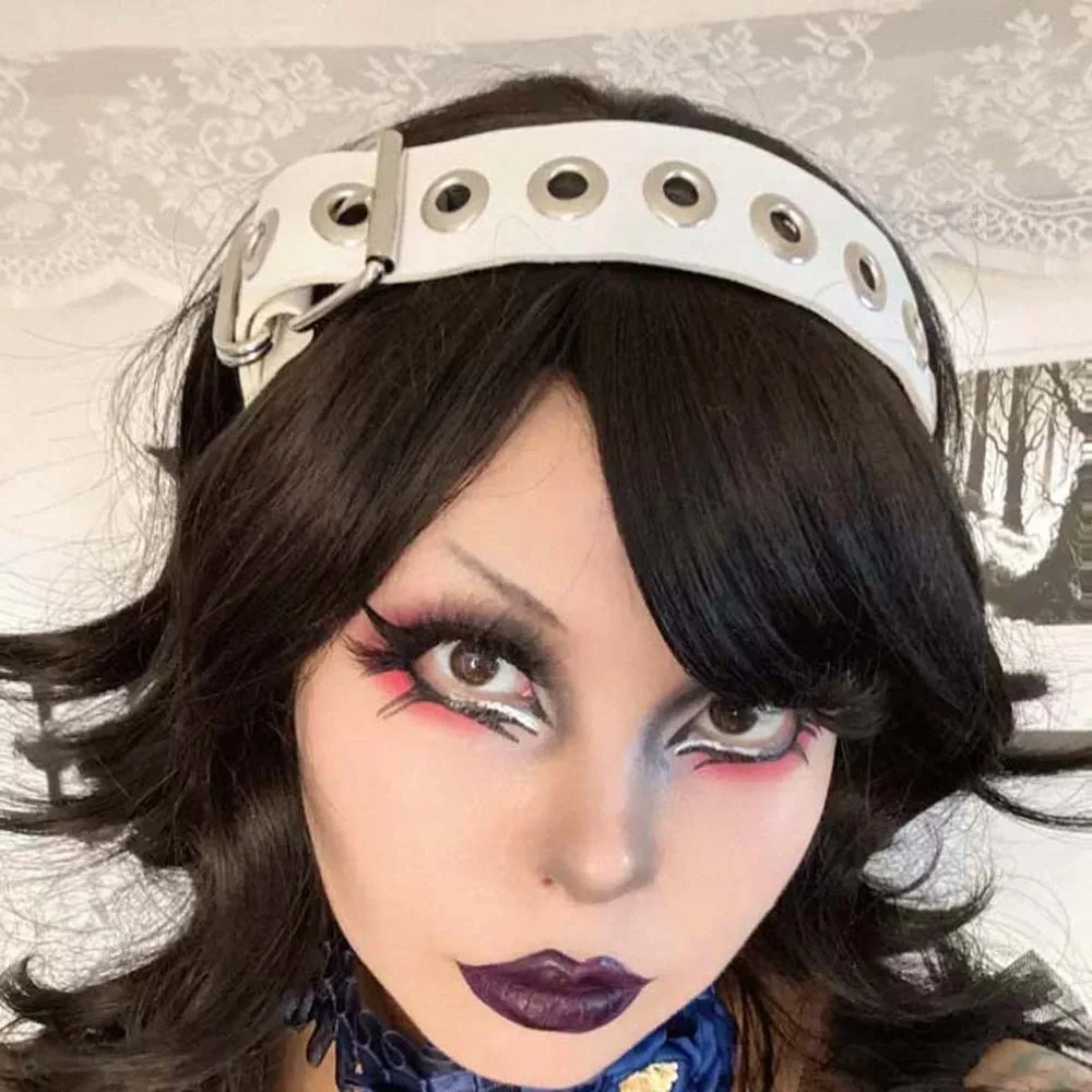 الثقافة الفرعية الجوف خارج Steampunk الشعر هوب روك مستوحاة Y2K الشرير برشام عقال القوطية واسعة الجانب الجلود مشبك هيرباند الفتيات