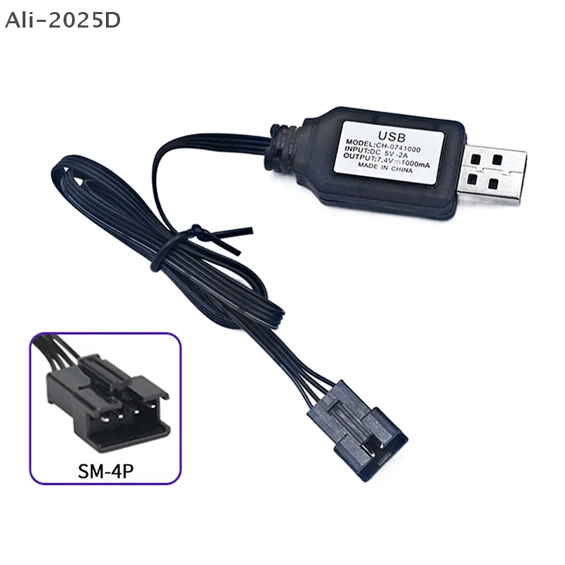

1PCS 7.4V SM-4P Plug USB Charger For DE36W DE65 HM202 EC08 EC16 RC Car M416 Electric Gel Ball Blaster Battery Charger
