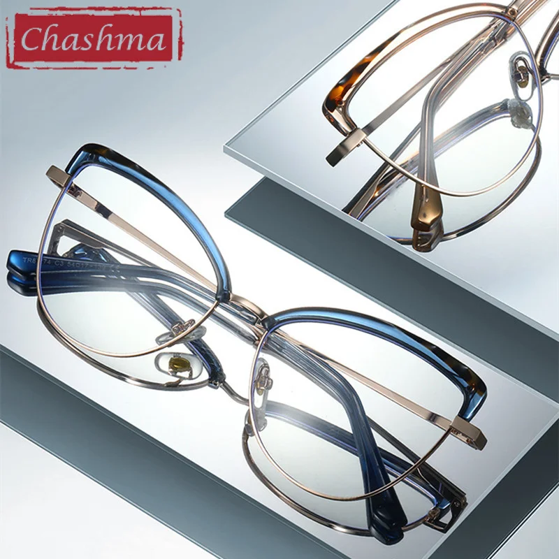 Chashma Prescription Glasses Classic Design Cat Eye Female Eyeglasses Frames Optical Transparent Lens TR90 Light Eyewear Women