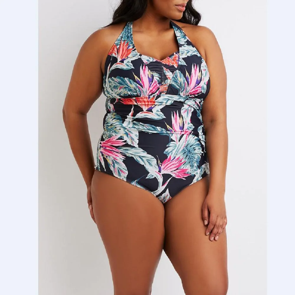 Sexy Plus Size Swimwear Print Bodysuit Women Bikini Set Swimsuit Push Up One Pieces Bathing Suit Beachwear