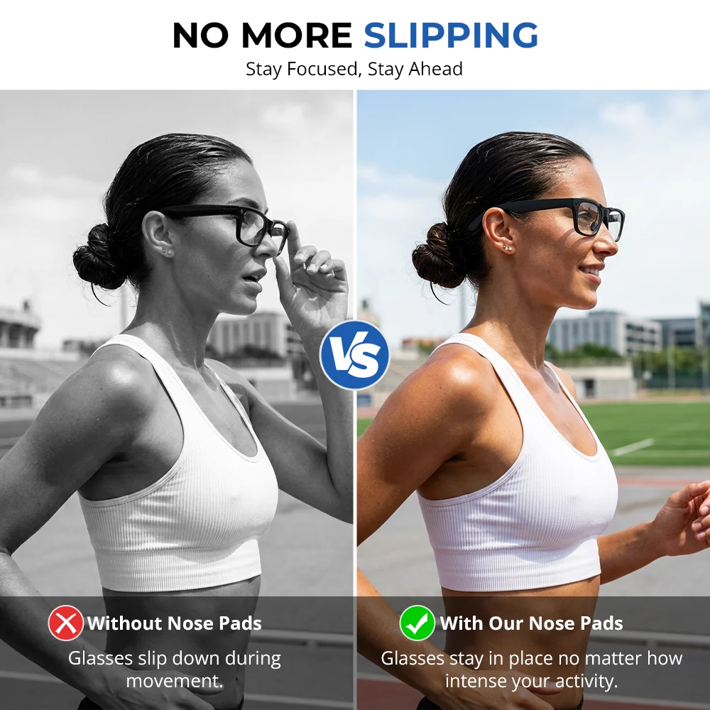 HIBloks Eyeglass Nose Pads For Ray-Ban Meta Blayzer Optics RW7001 (Gen2) M&L Smart Glasses Silicone Anti Slip Clip view 3