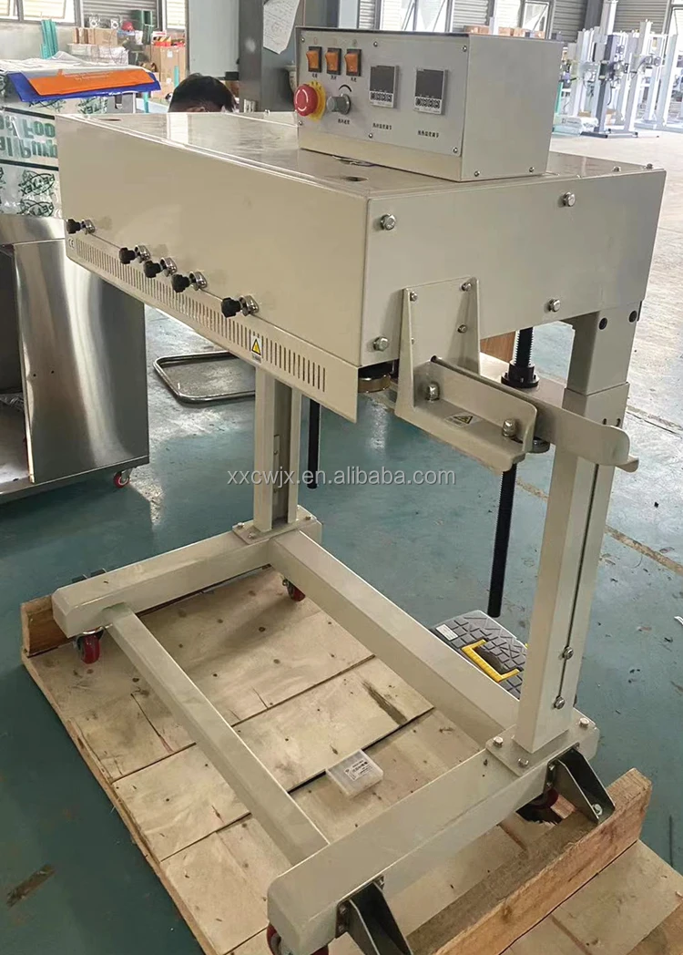 Desktop Continuous Induction Sealler Food Packer Vertical Band Heat Sack Aluminum Foil Plastic Coffee Bag Sealing Machine