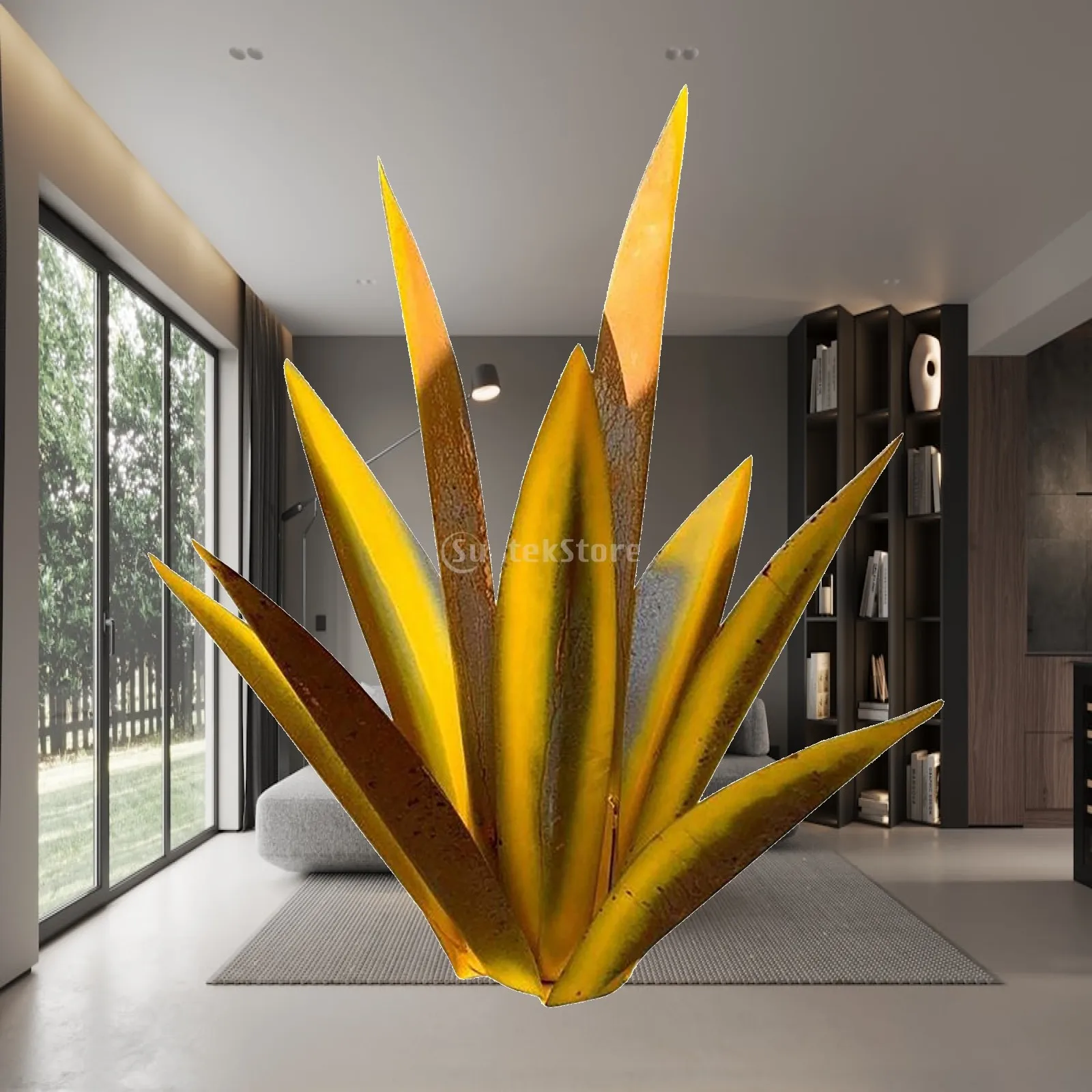 Decorative Metal Agave Garden Art Iron Snake Plant Potted Greenery Yard Decor for Outdoor Patio Lawn