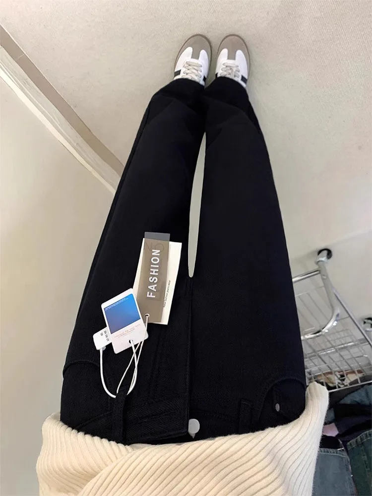 Bla Fce اصطف ثي مستقيم الساق الجينز المرأة ربيع جديد حجم كبير الاغراء عالية الخصر إخفاء الورك سليم بنطال ذو قصة أرجل واسعة #4