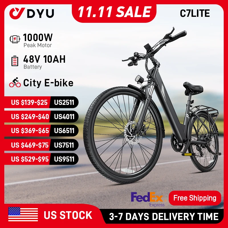 

Электрический велосипед C7, пиковый двигатель 1000 Вт, 480 Втч, электрический велосипед с литиевой батареей, 26-дюймовый городской электронный велосипед, 7-скоростные электрические велосипеды для взрослых
