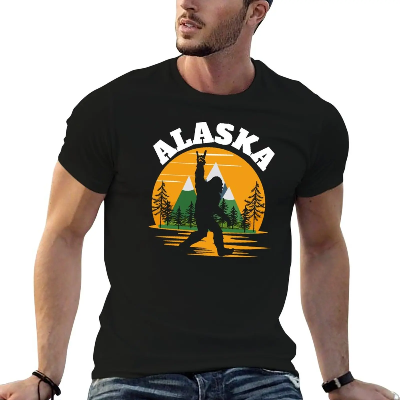 

Alaska US State Bigfoot Sasquatch T-Shirt t shirt for man 100 percent cotton printed t shirts for man t shirt man casual T-Shirt
