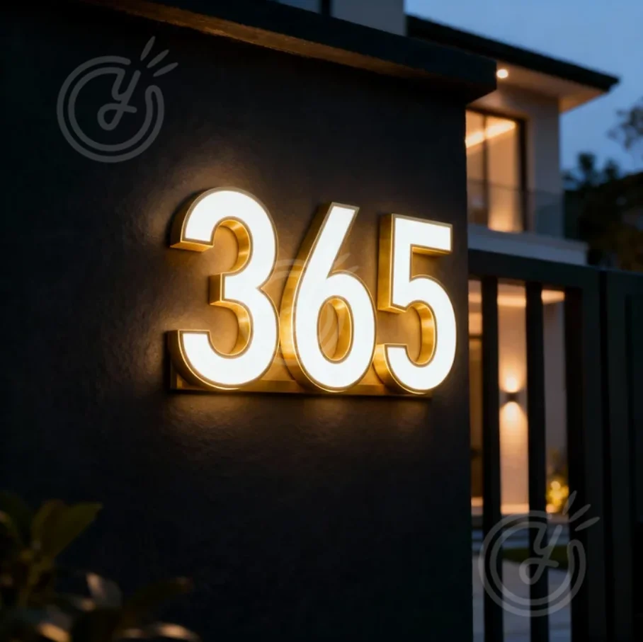 

Custom 3D Led Signs Backlit House Number Logo Outdoor Illuminated Address Home Decor Modern Mailbox Numbers Waterproof Signage