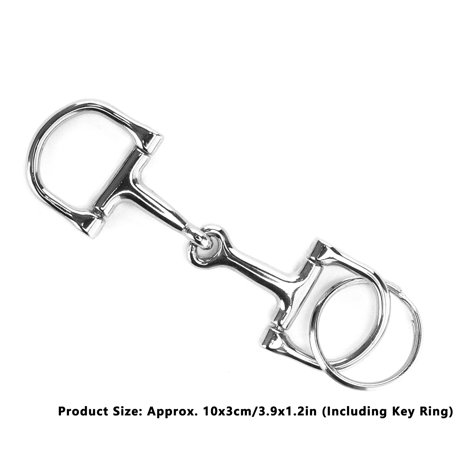 D-förmiger Snaffle-Schlüsselanhänger aus Silber-Zink-Legierung mit Pferde-Snaffle-Bits