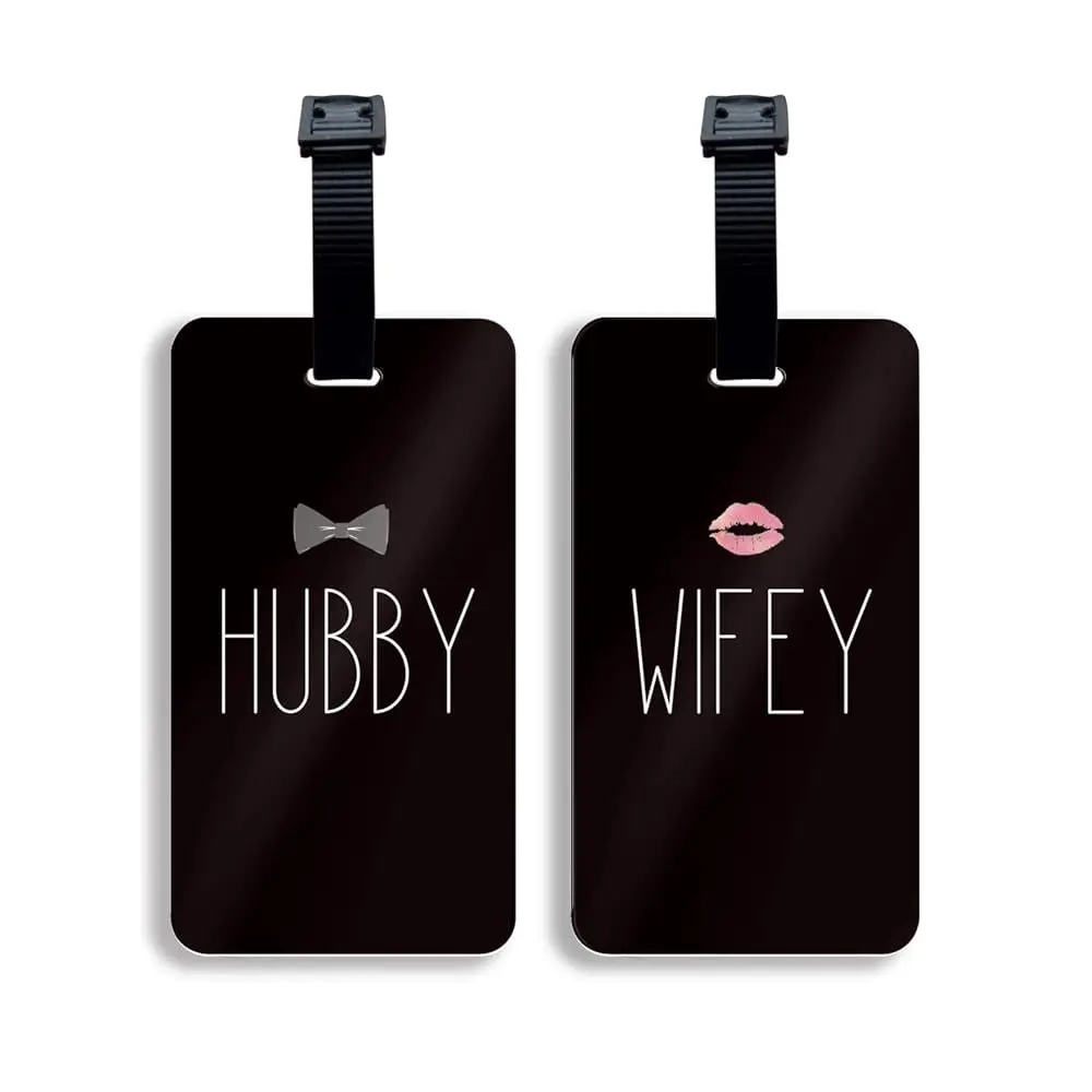 

Free ShippingHubby & Wifey Luggage Tags (Set of 2), Plastic Travel ID Labels for Suitcase & Baggage, Gifts for Wedding and Honey
