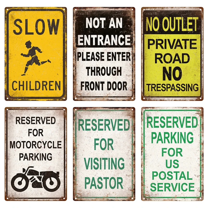 Speed Limit Tin Sign Traffic Metal Vintage Signs Retro Caution Warning No Parking Metal Plate For Home Yard Garden School Decor