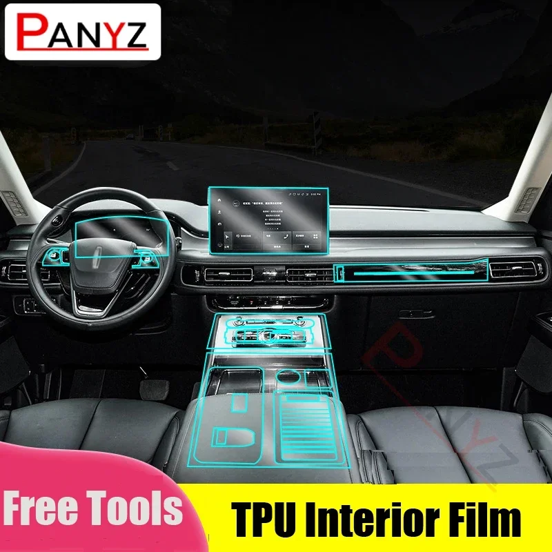 Car Interior Center Film Transparent TPU Window Pillar Dashboard Gear Protective Scratch Repair Accessories For Lincoln Aviator