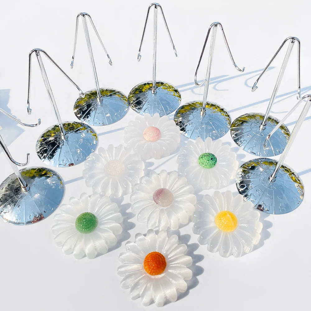 1 шт., резьба по кристаллу селенита подсолнечника с подставкой - красочные хрустальные тычинки и свободные игроны, элегантный декор для рабочего стола для дома 1 шт., резьба по кристаллу селенита подсолнечника с подставкой - красочные хрустальные тычинки и свободные игроны, элегантный декор для рабочего стола для дома